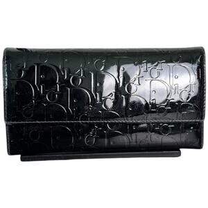 Dior Patent Leather Continental Signature Long Wallet